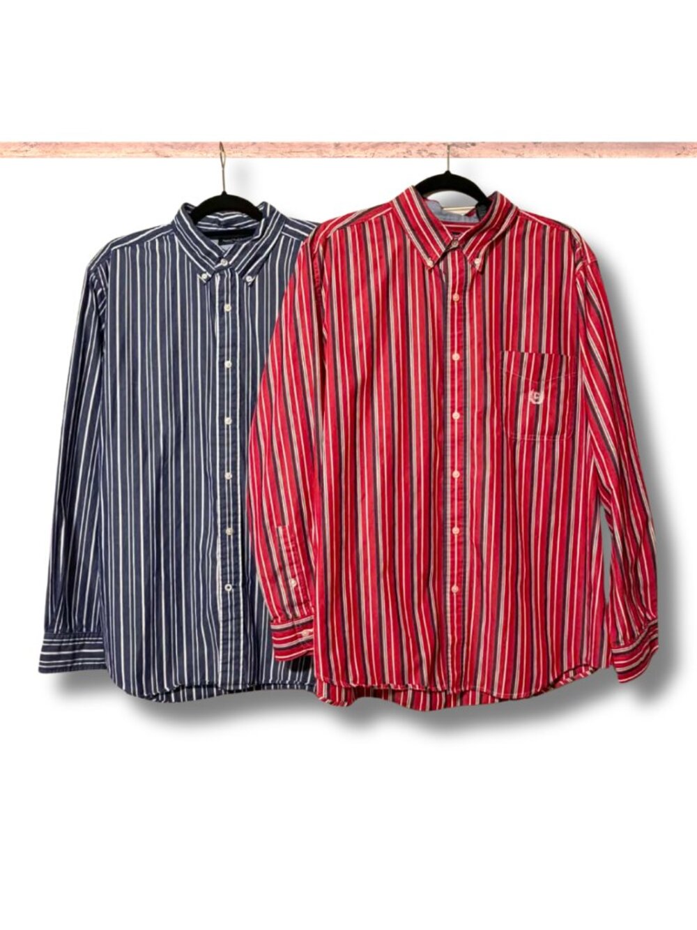 Men’s XL Button Down 2 Shirt Lot | Nautica & Chaps Striped Cotton Preppy Casual